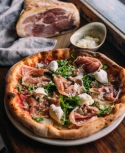 A delicious pizza served at Farro Pizzeria, showcasing Italian flavours in Moonee Ponds.
